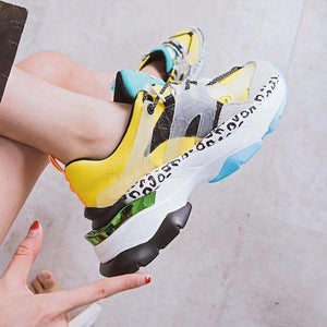 Women's Cool Color Block Dot Dad Sneaker Shoes - Abershoes