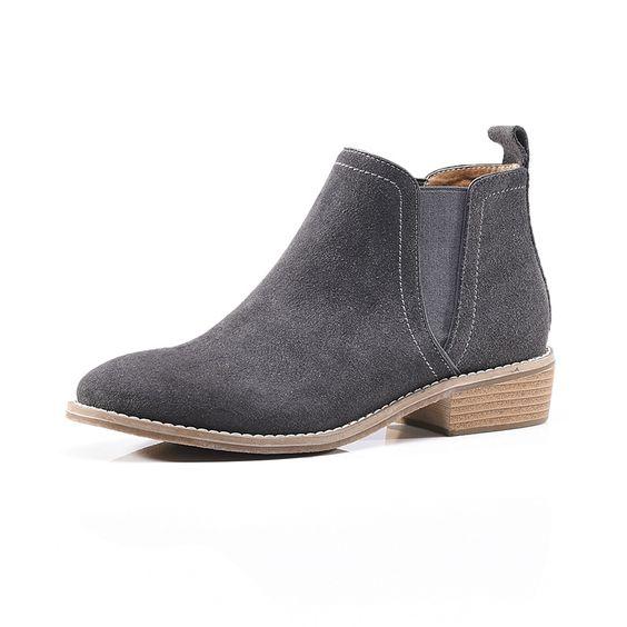 Leather Frosted Martin Boots - Grey - Abershoes