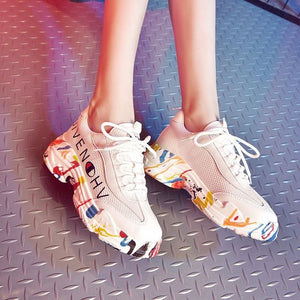 Stylish Floral Print Sneaker Shoes - Abershoes