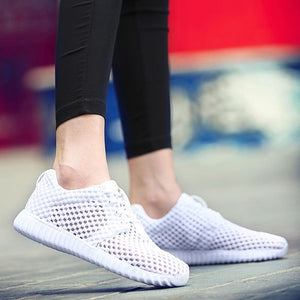 Hollow Out FlyKnit Breathable Sneakers - Abershoes