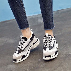 Classical Black White Block Sneaker Shoes - Abershoes