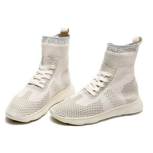 Women's Pure Color High Top Sock Shoes - Abershoes