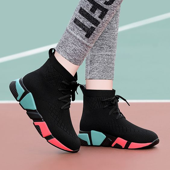 Color Block High Top Casual Sneaker Shoes - Abershoes