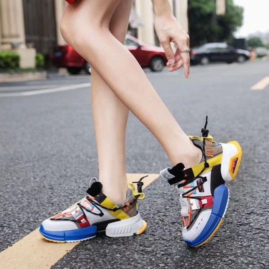 Women's Stylish Color Block Breathable Sneaker Shoes - Abershoes