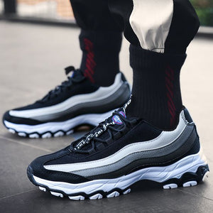 Men's Striped Color Block Sneaker Shoes - Abershoes
