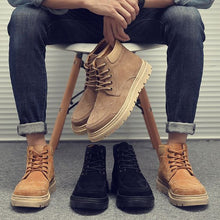 Load image into Gallery viewer, High Top Khaki/Black Leather Martin Boots - Abershoes