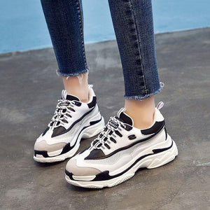Classical Black White Block Sneaker Shoes - Abershoes