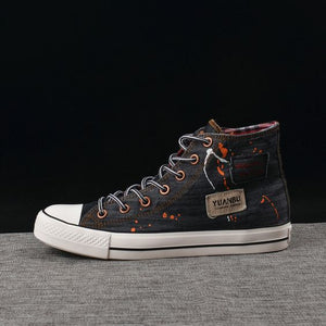 Men's Trendy High Top Denim Canvas Shoes - Abershoes