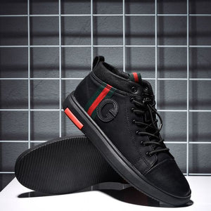 Trendy British Black High Top Shoes - Abershoes
