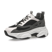 Load image into Gallery viewer, Stylish Color Block Leather Platform Dad Sneakers - Abershoes
