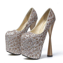 Load image into Gallery viewer, Super High Heel Color Block Sequin Pumps - Abershoes