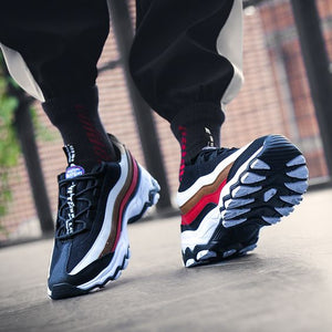 Men's Striped Color Block Sneaker Shoes - Abershoes