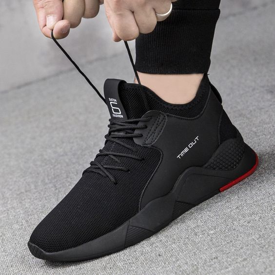 Men's Black Mesh Breathable Sneaker Shoes - Abershoes