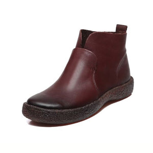 Chic Brown/Black Retro Leather Booties - Abershoes